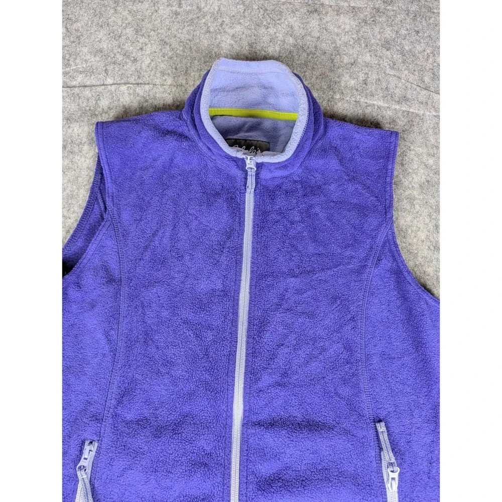 Cabelas Womens Purple Fleece Vest Full‎ Zip Pockets M Medium Outdoor Casual